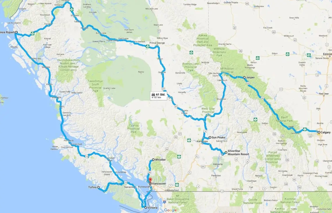 Kanada Reise Route